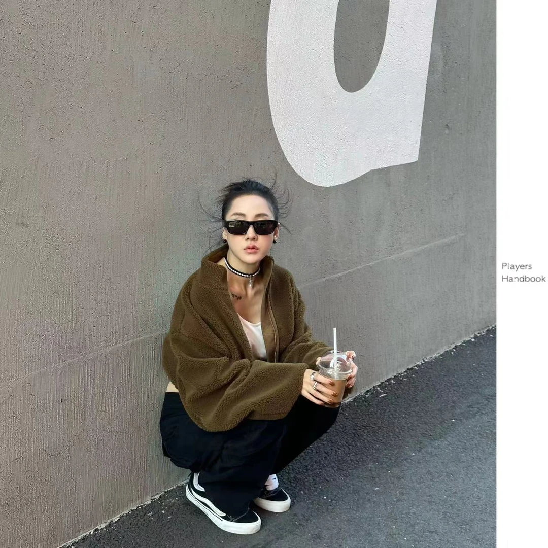 PlayersHandbook摇粒绒休闲宽松立领廓形夹克外套PH0508