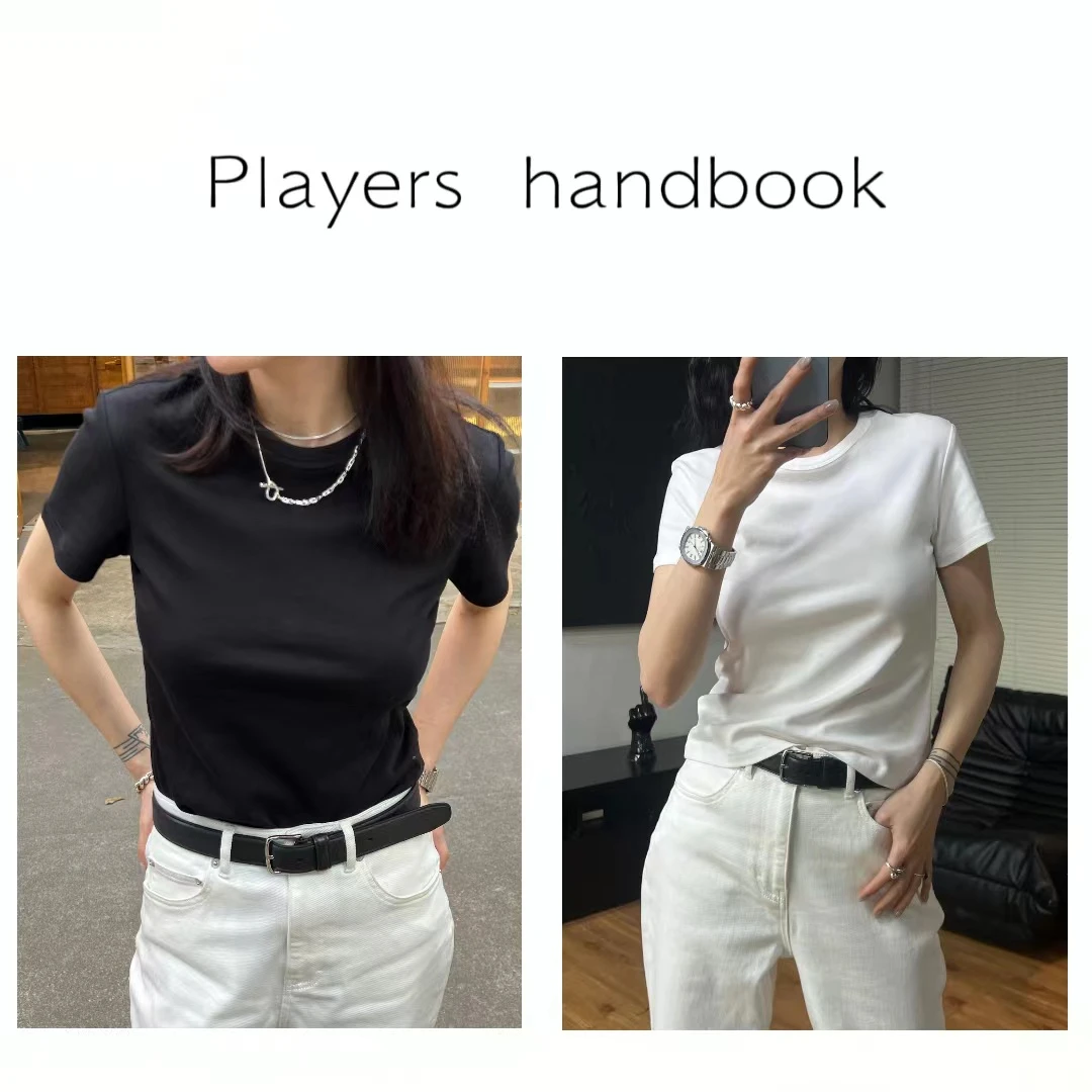 极简风简约修身百搭休闲基础气质纯色圆领正肩夏季短袖T恤PH0126