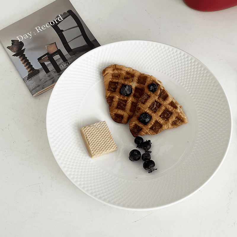 10.5寸钻石翘边小脚碗西餐盘子牛排盘创意高颜值菜盘白色简约餐盘