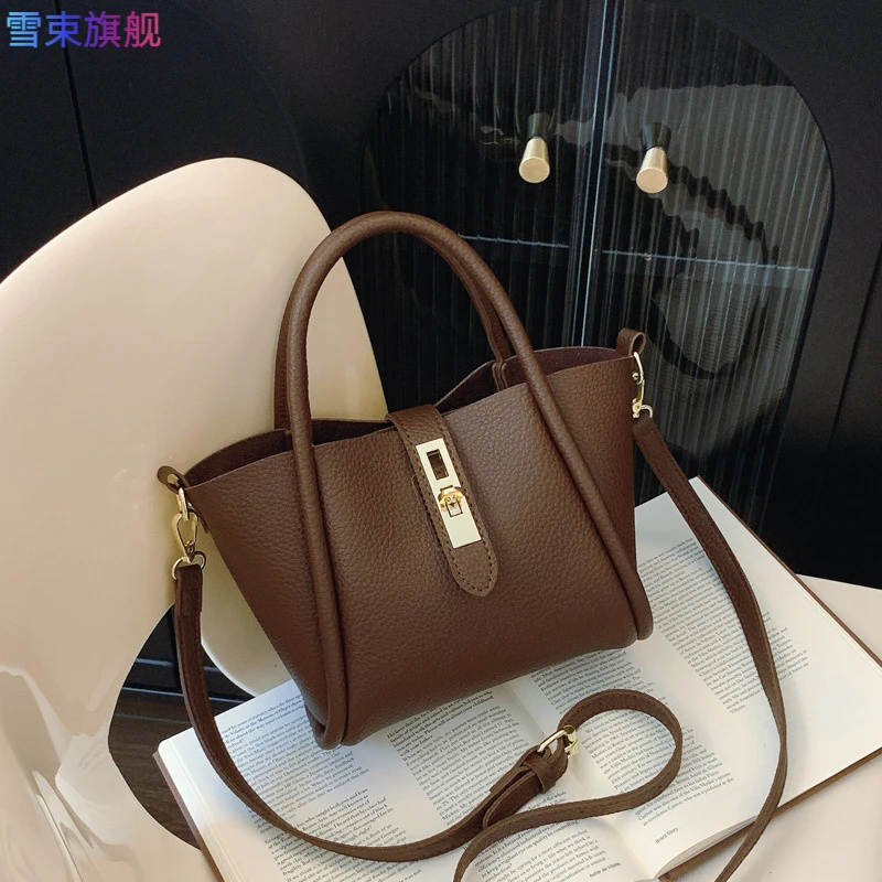 2024新款女包时尚百搭手提包软荔枝纹欧美流行单肩斜挎包轻奢休闲