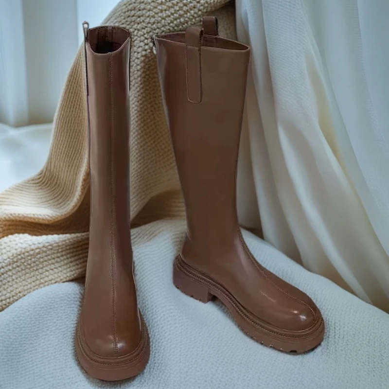 1526-B4-单里新款高帮靴子女粗跟小短靴欧货时尚马丁靴英伦风