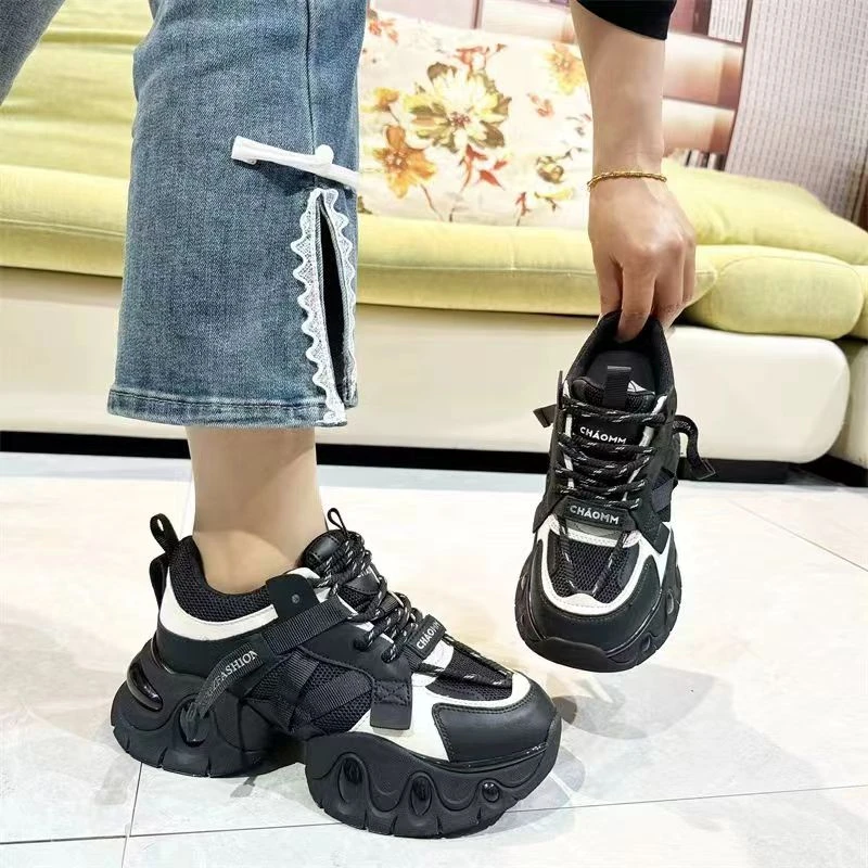 8500-A3-时尚百搭潮鞋厚底低帮秋季新款真皮老爹鞋