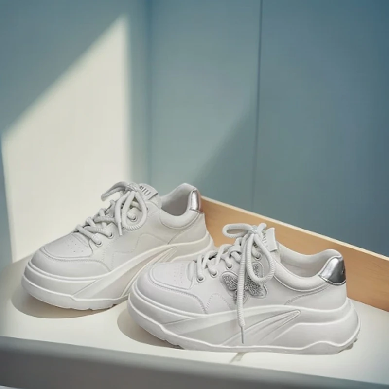 1271-A8-运动休闲鞋2024秋季新款厚底潮流百搭麦昆小白鞋