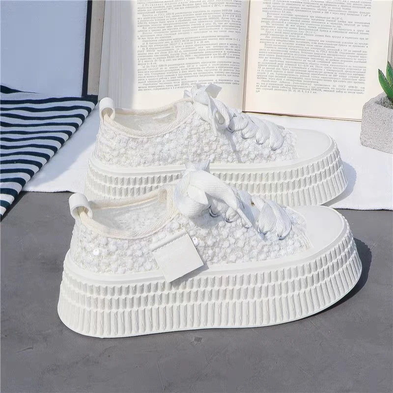 8914-B6-时尚百搭潮鞋厚底低帮春夏休闲渔夫亮片手工鞋