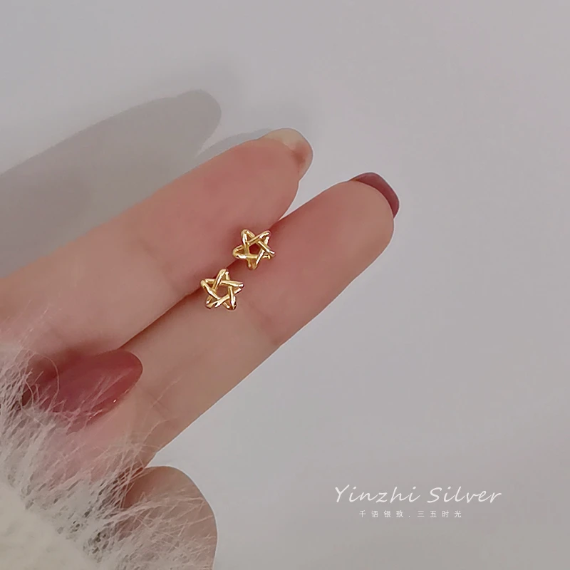 925银耳饰 小巧星星耳钉女养耳洞小众饰品耳环百搭精致小巧耳骨钉