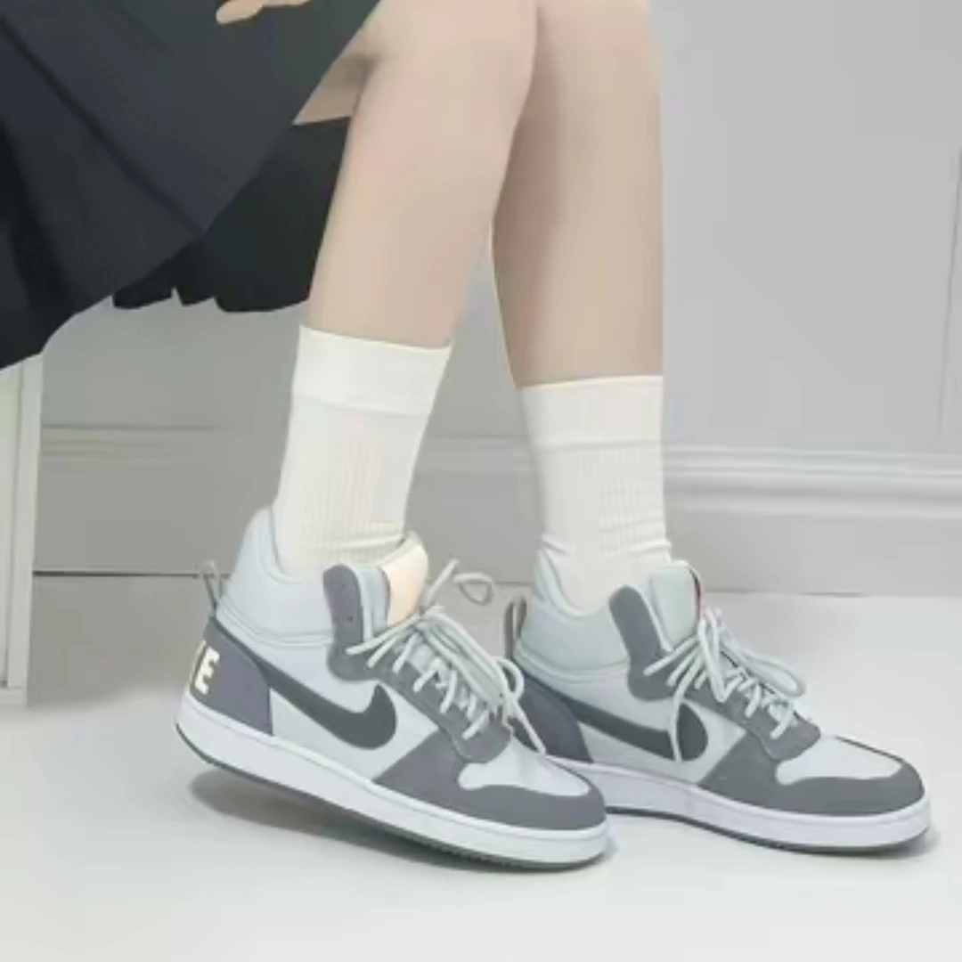 Nike耐克Court Borough Mid灰蓝粉小乔治城女休闲板鞋 844907-005