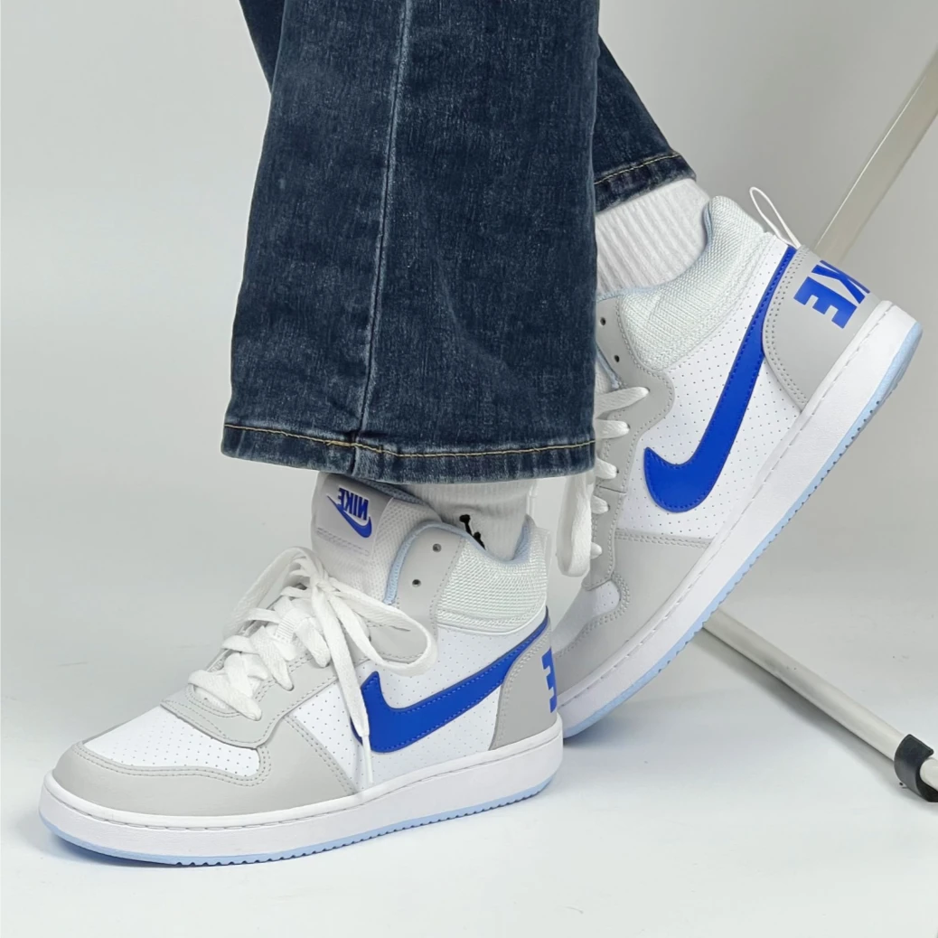 耐克/Nike Court秋冬复古高帮百搭休闲白蓝运动板鞋FB7177-141
