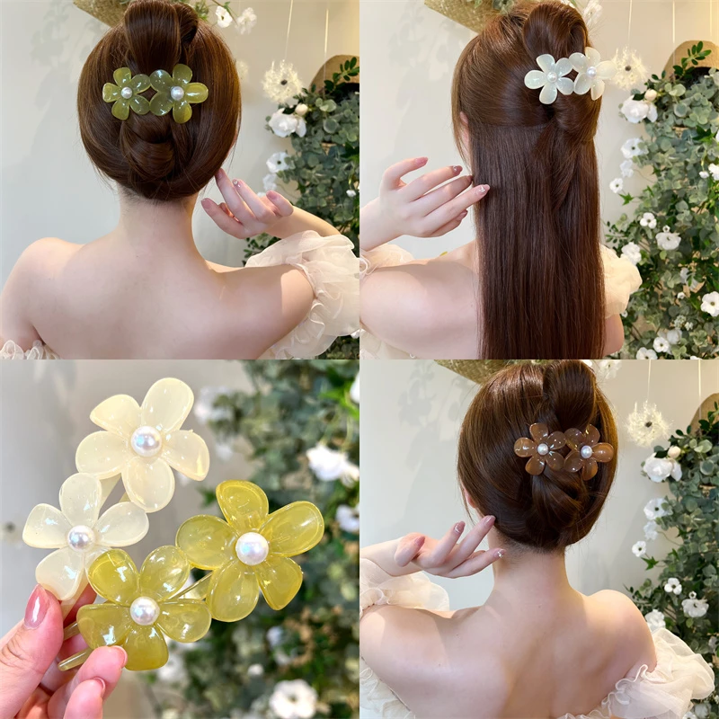 非金属发饰 果冻花朵鸭嘴夹头饰高档女夏季百搭发夹抓夹发卡头花