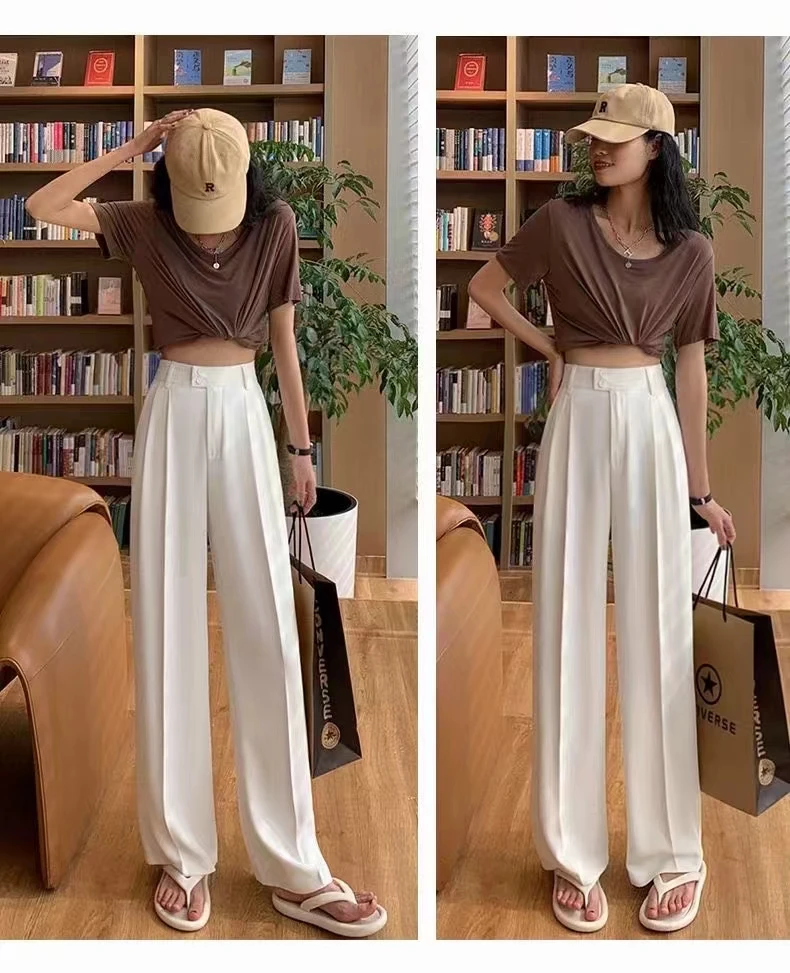 西装直筒裤高腰西装裤