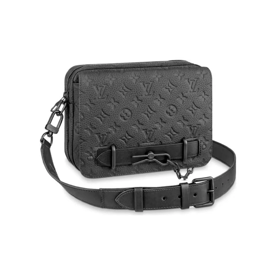 99新 LouisVuitton/路易威登 Steamer经典老花黑色压纹邮差包