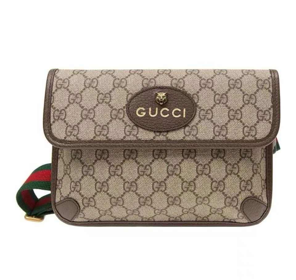 99新 GUCCI/古驰 Neo Vintage系列老花满印虎头胸包腰包