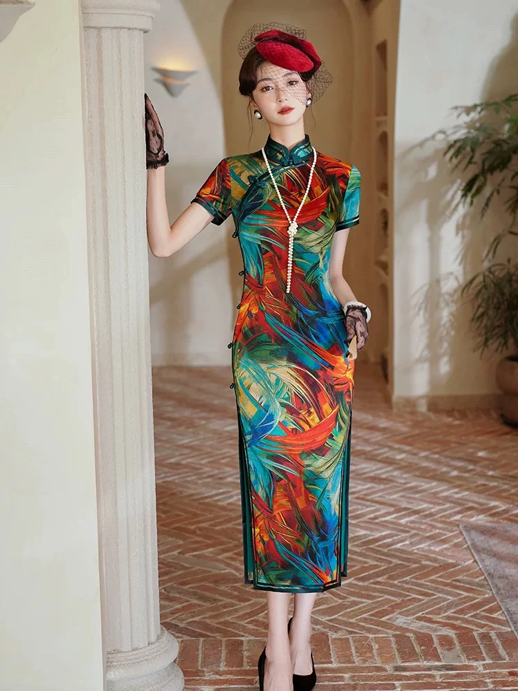 6021-未央|新中式手工高级高端旗袍2024夏季新款民国风日常旗袍