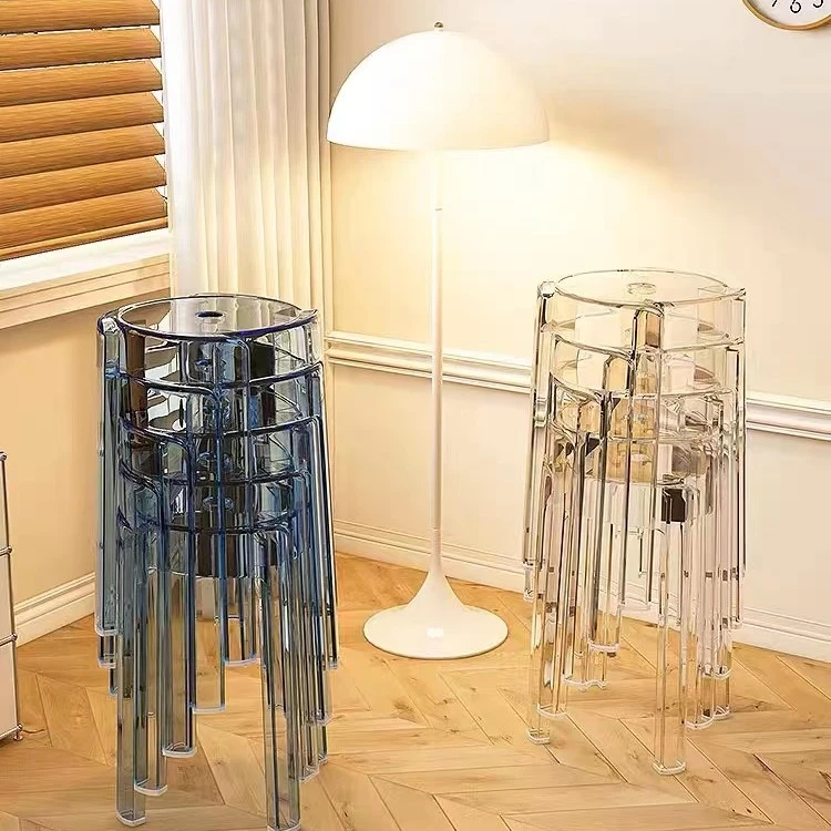 ins风加厚加大亚克力透明轻奢凳子家用简约餐凳可叠摞收纳网红凳