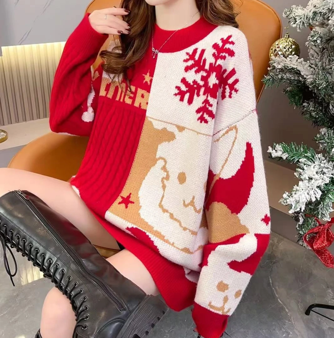 【羊毛衫】ins秋冬纯色甜美风毛衣卫衣圆领宽松慵懒风蛇年百搭女装