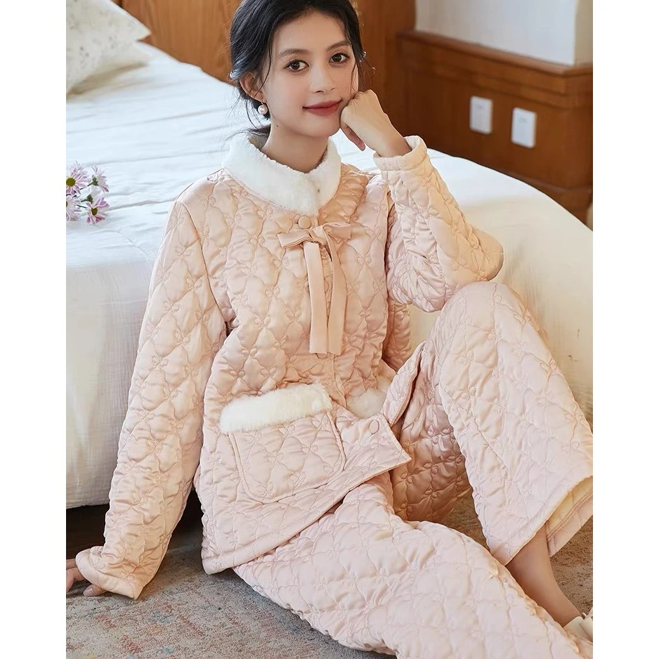 查理夫人【芝微套装】2023冬季新款高级长款轻奢居家超柔软加厚套装