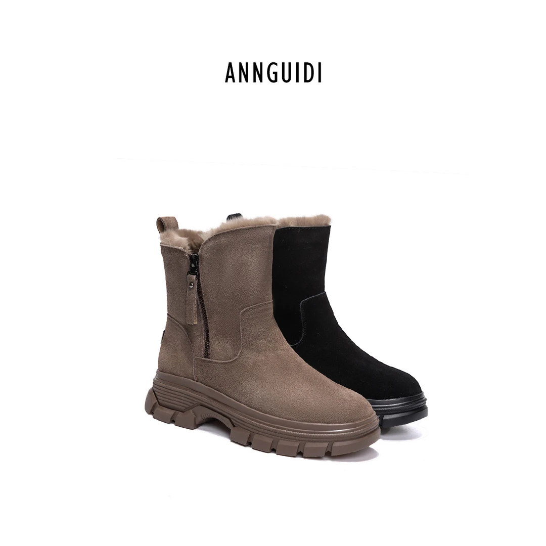 小熙2023冬季新款双拉链雪地靴棉鞋棉靴保暖加绒短靴