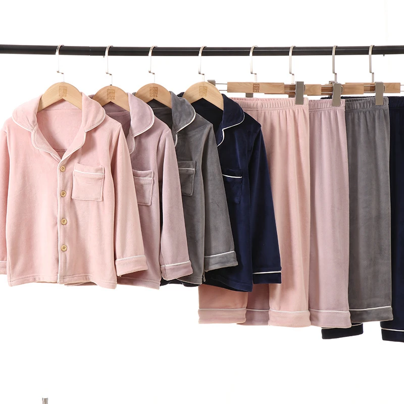 11230儿童睡衣套装秋冬新款法兰绒家居服套装亲子款男女