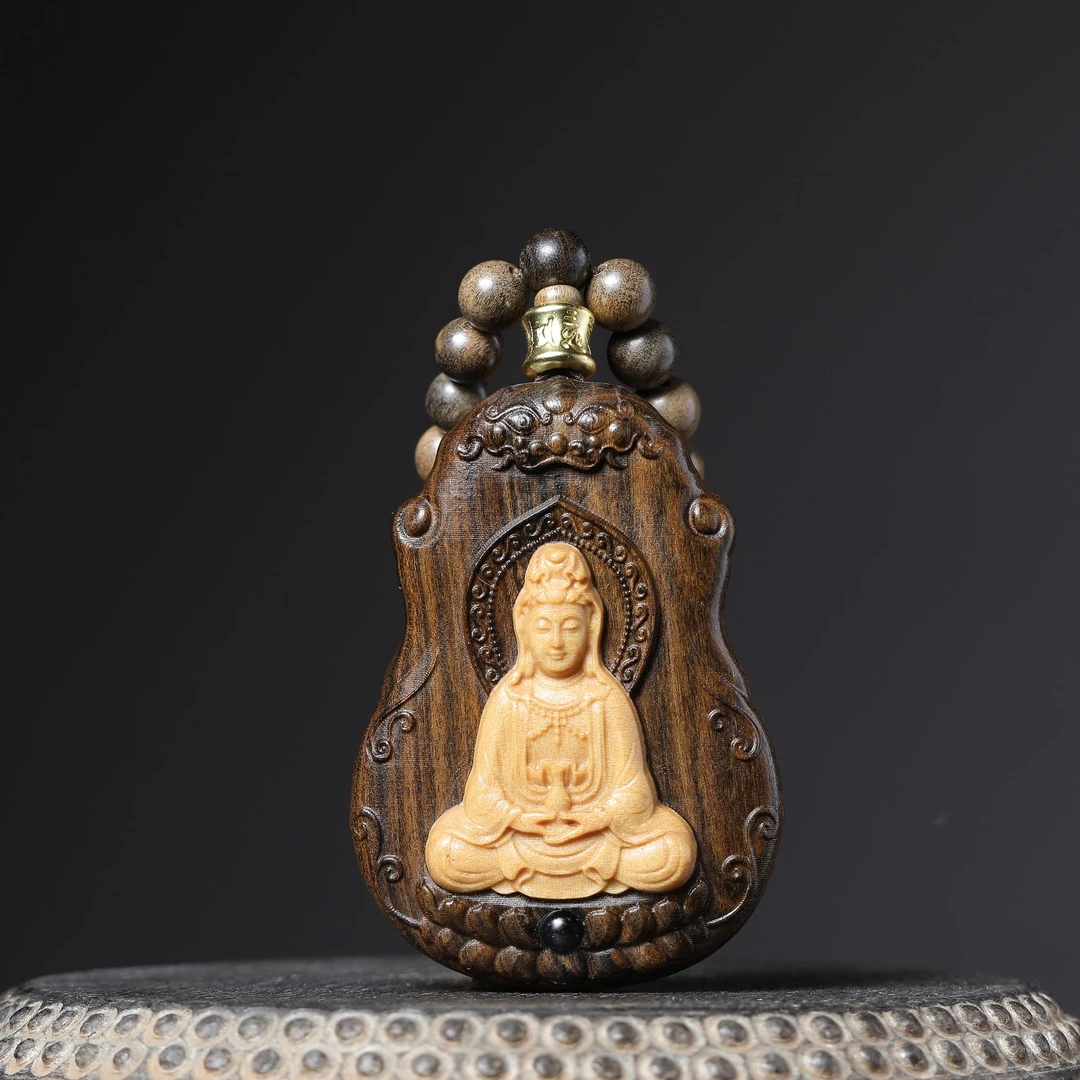 《0.8圆珠配5/7宝瓶观音》毛衣链挂件巴布亚贡木天然手串念珠