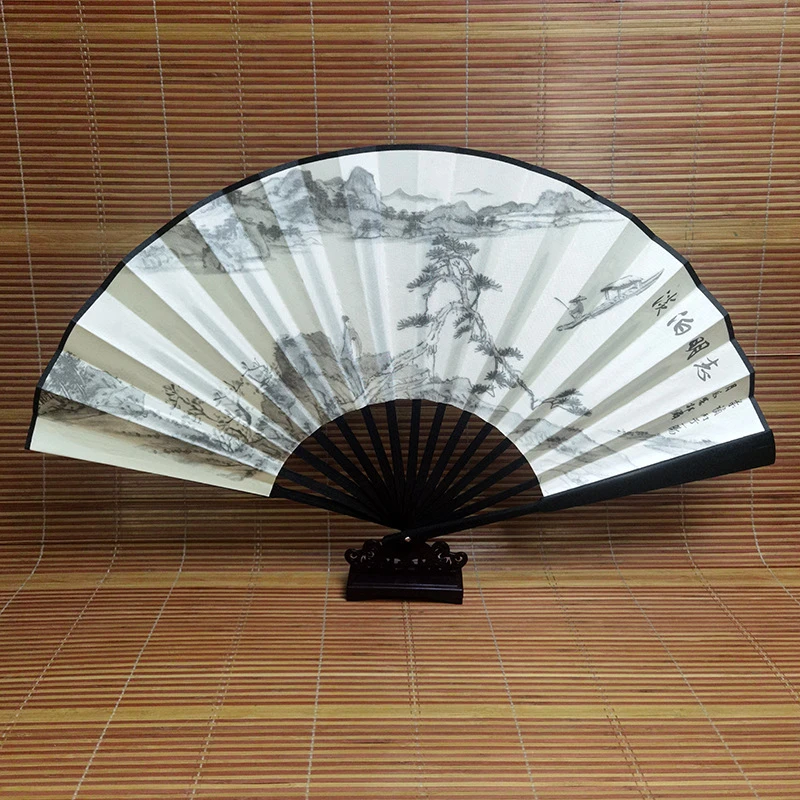 扇子水墨黑骨空白折扇男女竹扇子家居饰品工艺扇