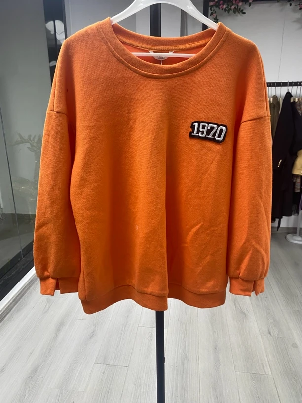 [H587橘色卫衣]长袖镂空气质夏季休闲迷彩吃