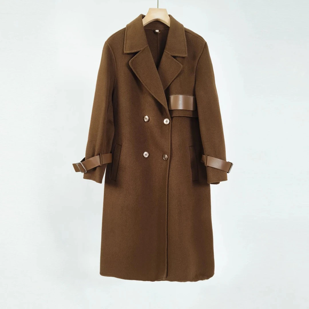 [H4230咖色双面外套]长袖镂空气质夏季休闲迷彩