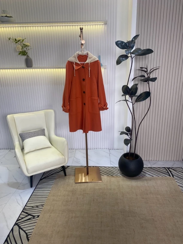 [H2567橘色双面外套]长袖镂空气质夏季休闲迷彩