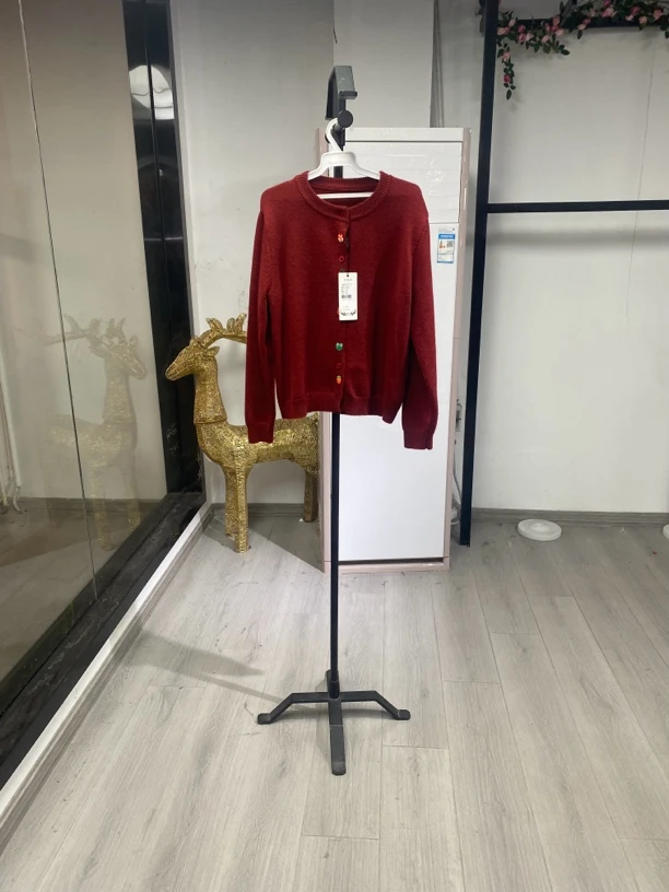 [H1190安格拉红卡通毛衣外套]长袖镂空气质夏季休闲迷彩印花豹纹