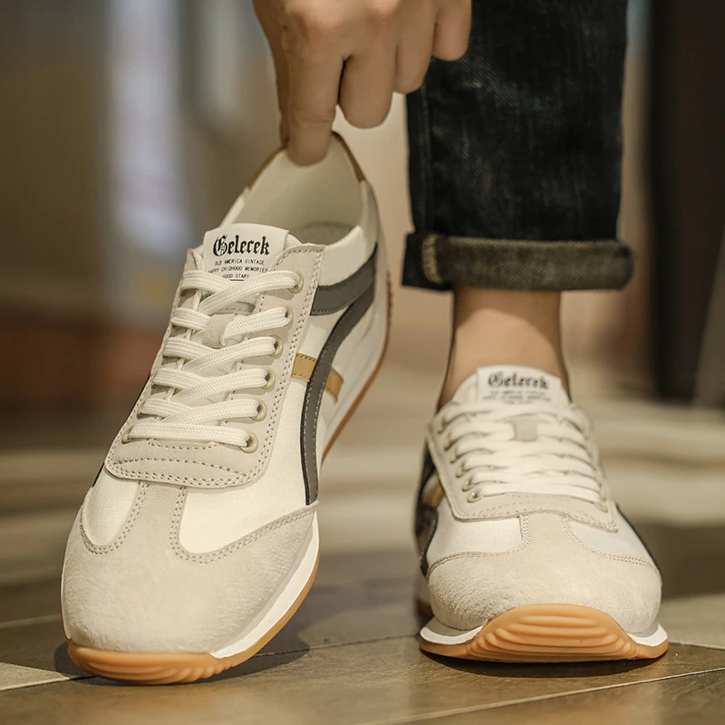 男鞋2024新款阿甘鞋夏季透气雨伞布薄款实心软底防滑跑步运动鞋男