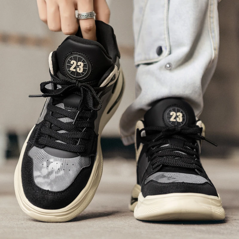 男鞋潮流百搭休闲鞋子男秋冬季2025新款加绒板鞋男士高帮鞋马丁靴