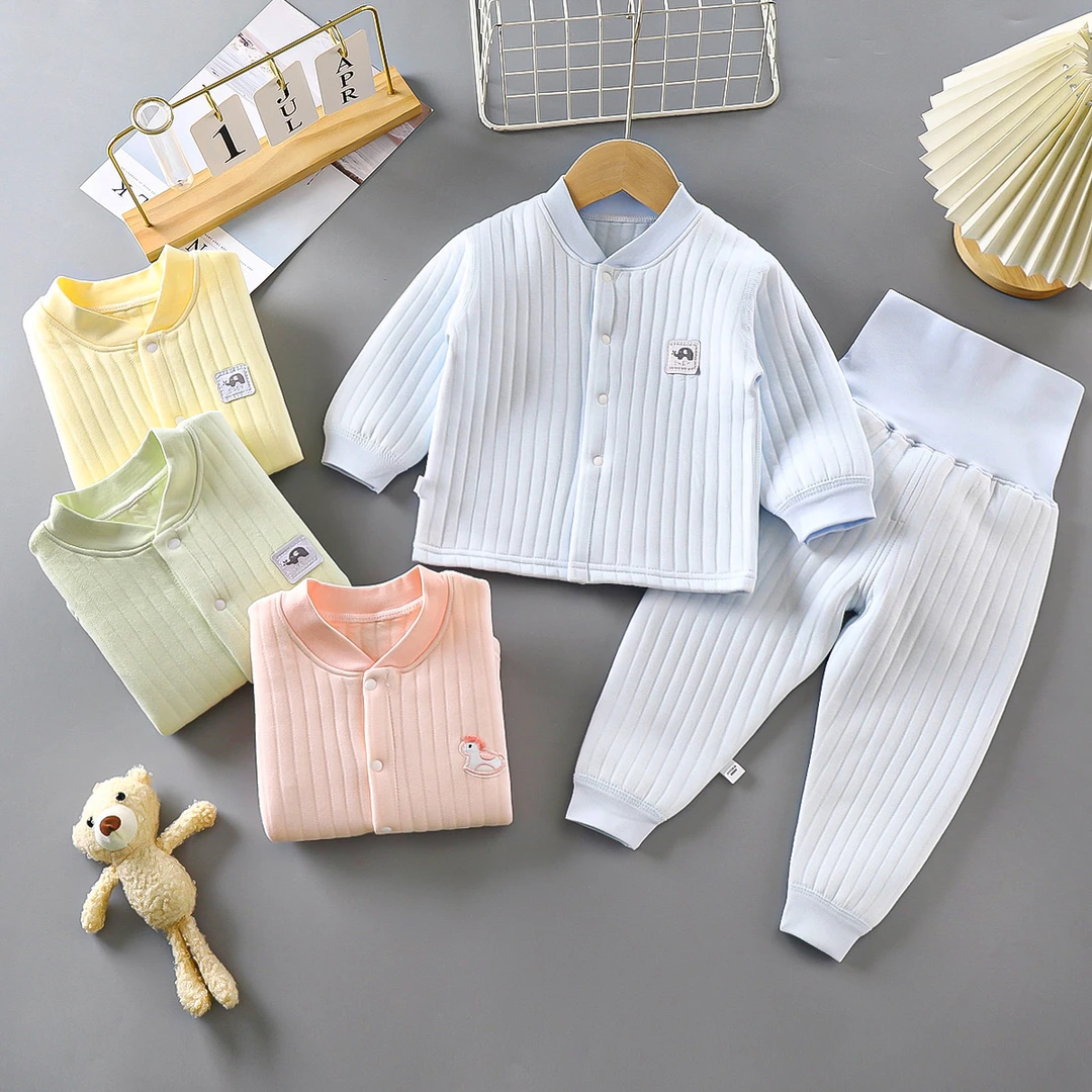 LECAITU/乐彩兔宝宝无骨保暖高腰套装婴儿秋冬加厚加棉儿童套装