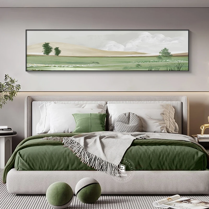 青山远阔 卧室床头装饰画简约客厅砂岩画小清新沙发背景墙床头画