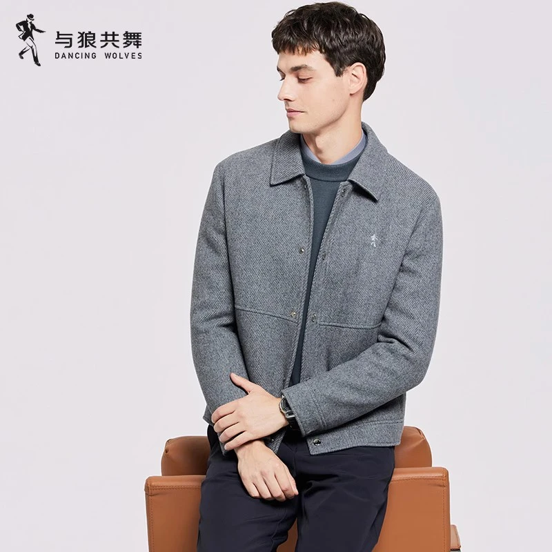【羽绒内胆】与狼共舞羊毛呢翻领夹克2024冬季新款科技保暖外套男士