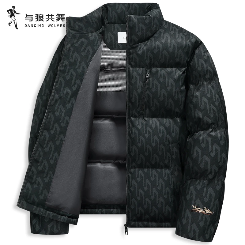 【印花】与狼共舞立领羽绒服男士2025冬季新款科技锁温鸭绒保暖外套
