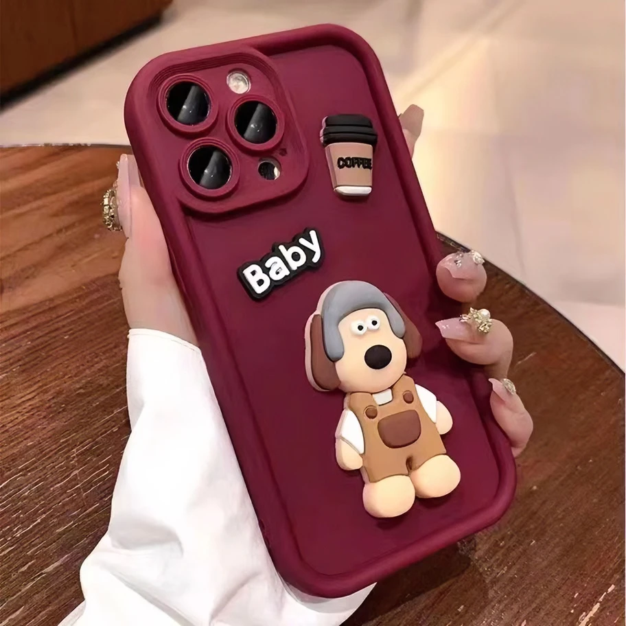 掌门狗苹果15手机壳iphone14promax小众防摔13pro时尚11酒红色ins