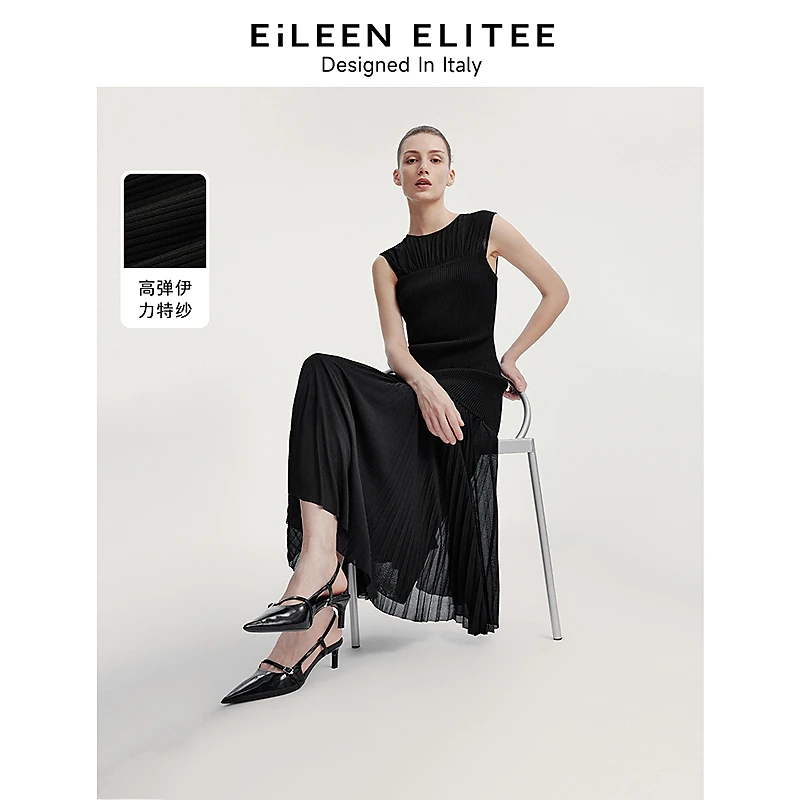 朗姿欧洲EiLEEN ELITEE高级感法式针织无袖礼服连衣裙24夏新
