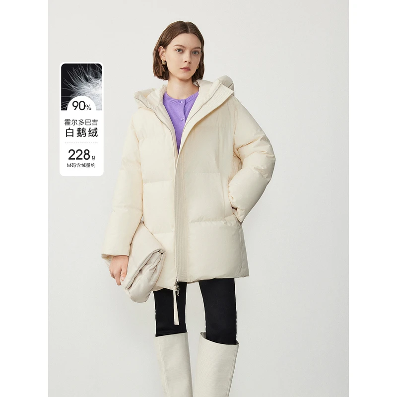 朗姿白鹅绒法式气质显瘦高级感羽绒服上衣加厚外套2023年冬季新款