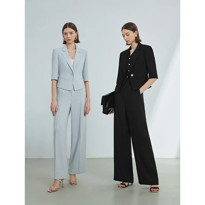 【粉丝专享】朗姿复古法式短款气质高级感外套西服女夏季设计感西装