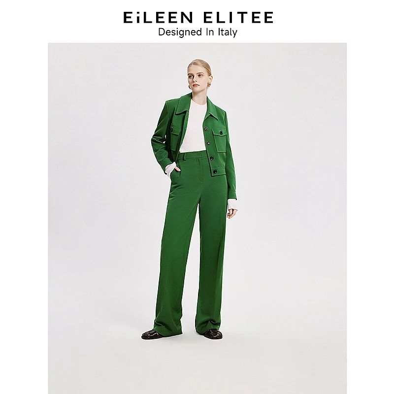 朗姿欧洲EiLEEN ELITEE高腰通勤阔腿裤24春职业西装裤女裤欧若风