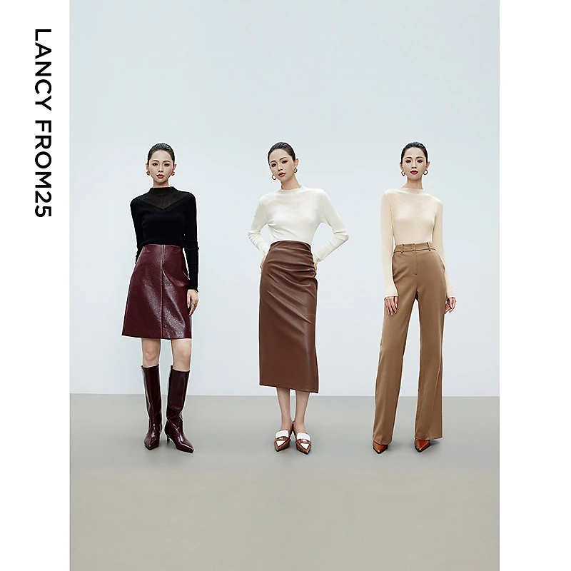 朗姿法式时尚百搭大气高级感打底气质24年冬季毛针织衫欧若风