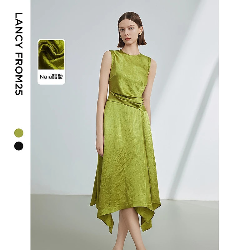 【粉丝专享】朗姿褶礼服长裙夏款女装高级感气质连衣裙8WDR016