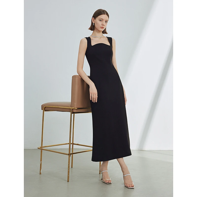 【粉丝专享】朗姿吊带法式修身气质高级感小黑裙女2024夏季连衣裙