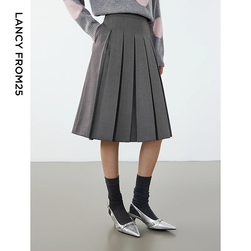 【千颂妮专属】朗姿高级感气质显瘦针织裙子法式时尚半身裙8WSK645