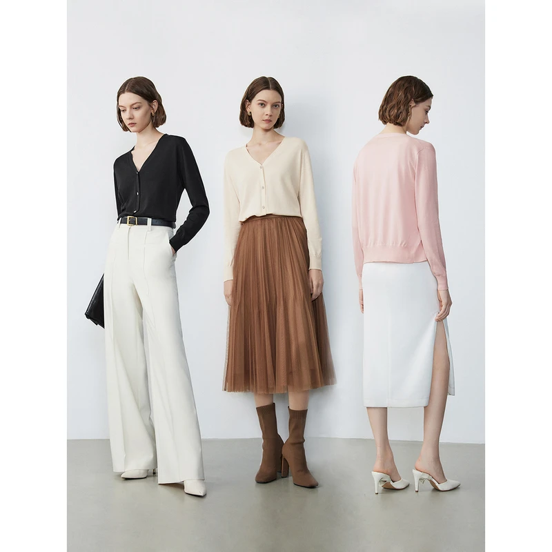 朗姿法式小香风高级感V领薄款上衣外套24年春季针织开衫女欧若风