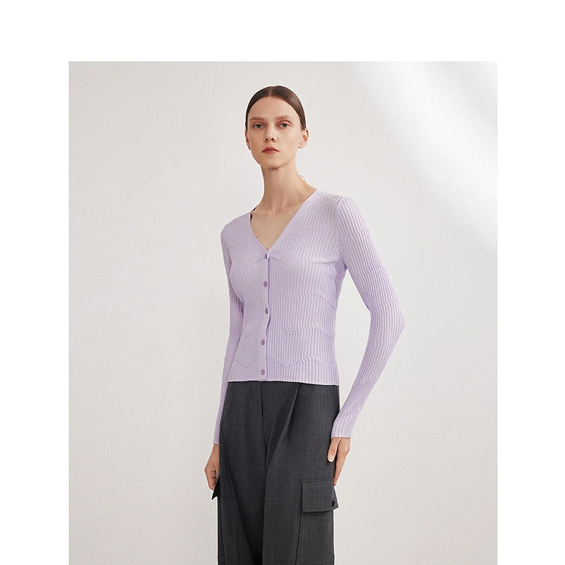 朗姿欧洲EiLEEN ELITEE醋酸修身气质高级感针织开衫2024春季新款