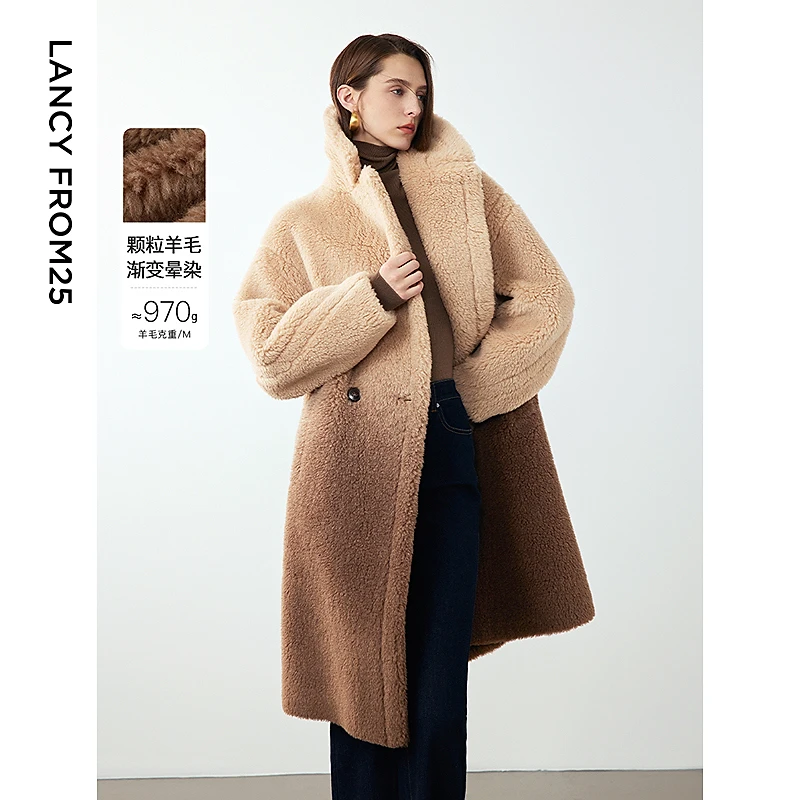 朗姿时尚大衣复古美拉德高级气质长款毛毛大衣2024冬季新款仿皮草
