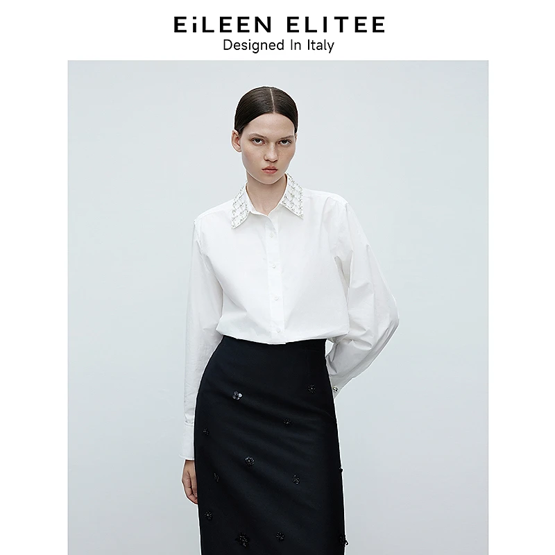 朗姿欧洲EiLEEN ELITEE设计感内搭衬衣25春季长袖白衬衫欧若风