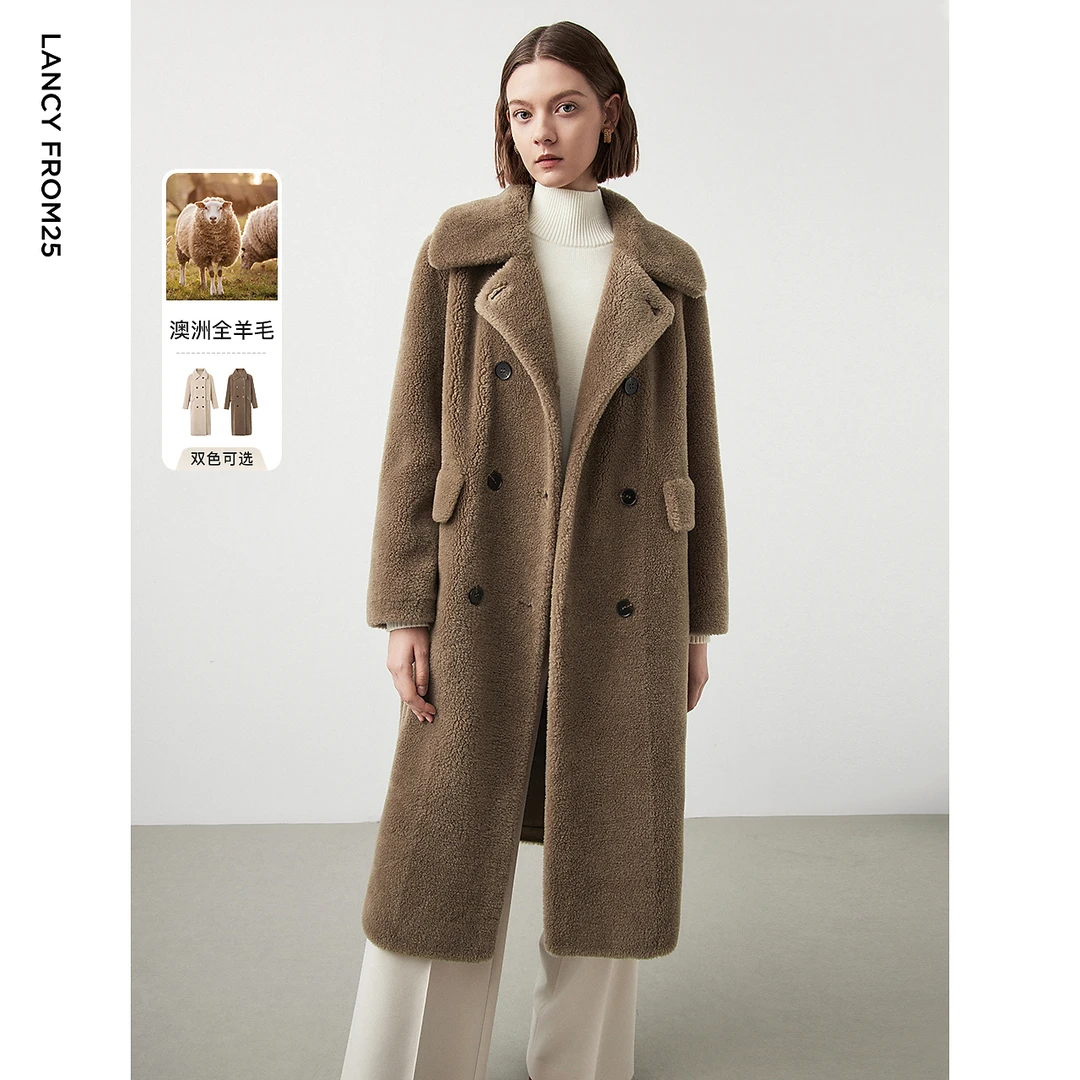 朗姿法式高级感中长款颗粒绒显瘦外套24年高级感欧若风