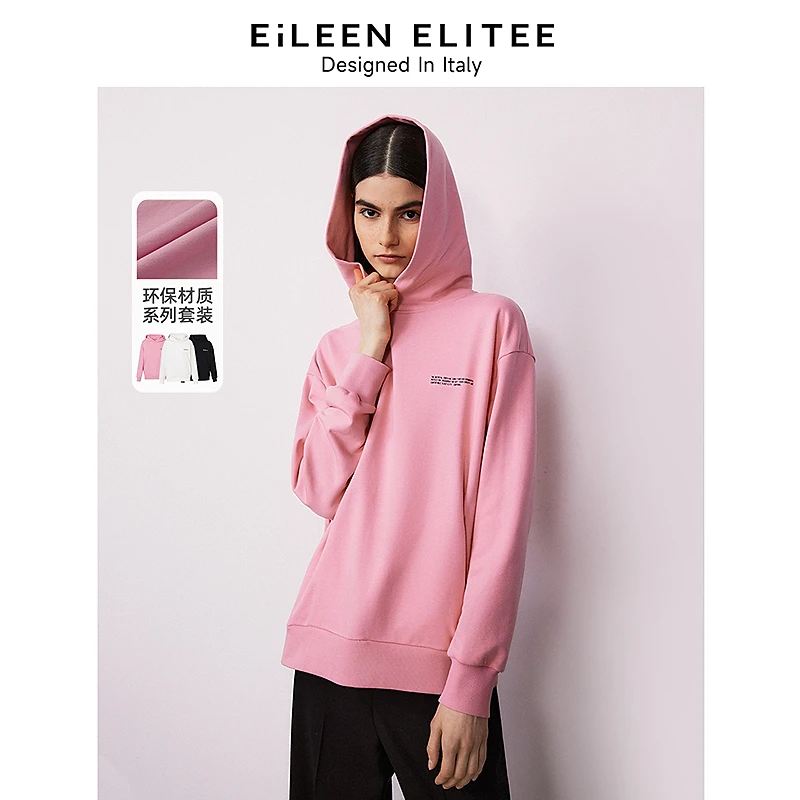 朗姿欧洲EiLEEN ELITEE棉质新连帽轻运动卫衣外套冬上衣女欧若风