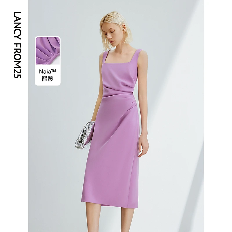 【丽公主专享】朗姿袖吊带裙高级感夏季气质连衣裙欧若风8WOP491