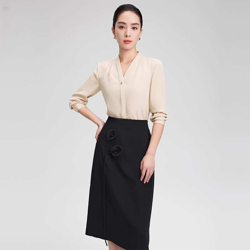 赢智尚衬衣长袖衬衫女2024秋新款舒适优雅百搭短款套装ZA-ZE00965